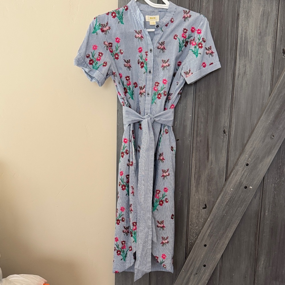 Anthropologie Blue Floral Midi Dress